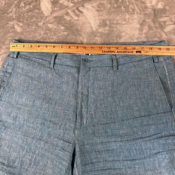 Black by Saks Fifth Avenue Men's Linen Shorts Size W40 Flat Front Blue (0710) - Picture 9 of 11